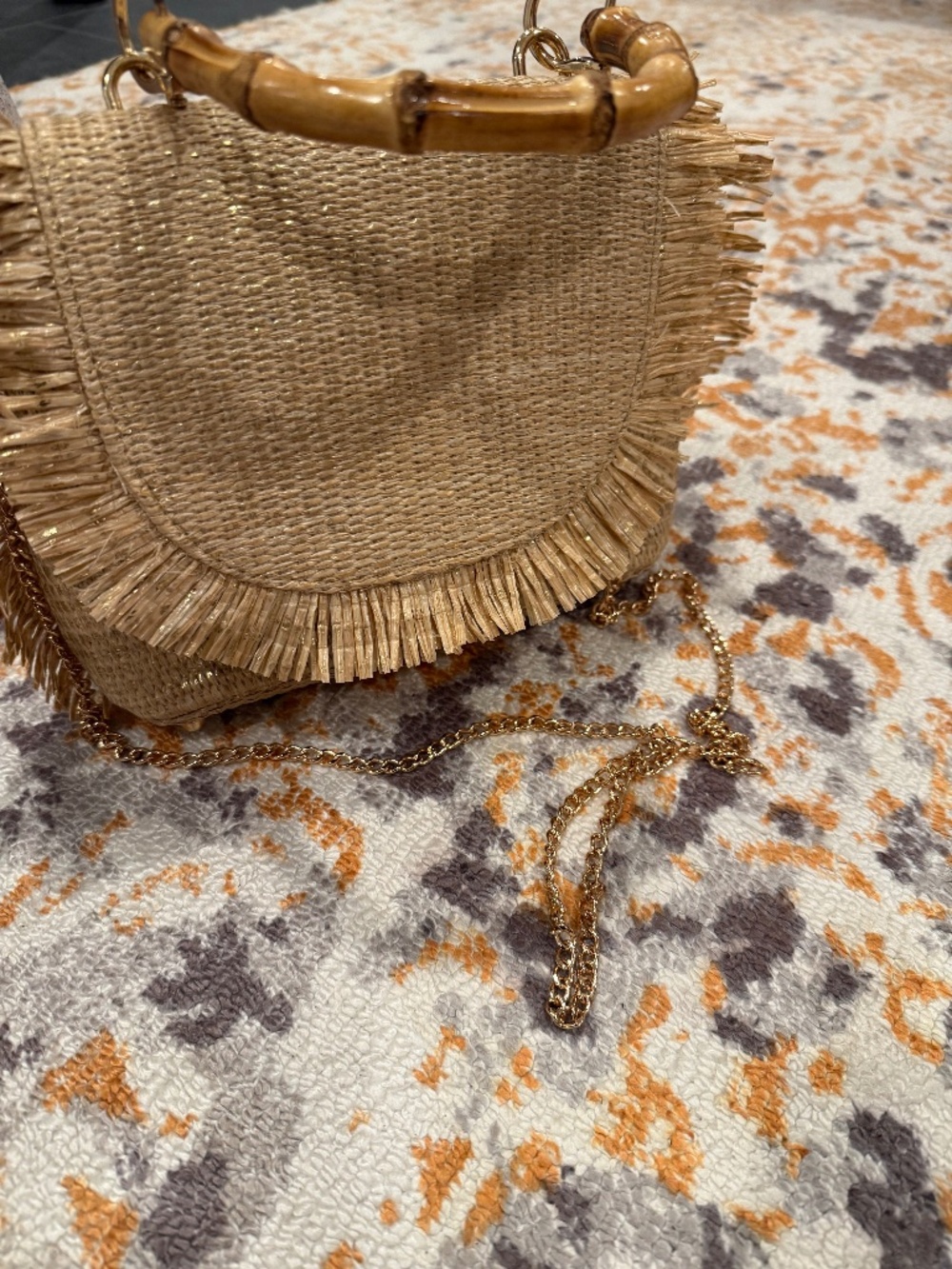 Tommy Bahama Gold Straw Chain Shoulder Bag